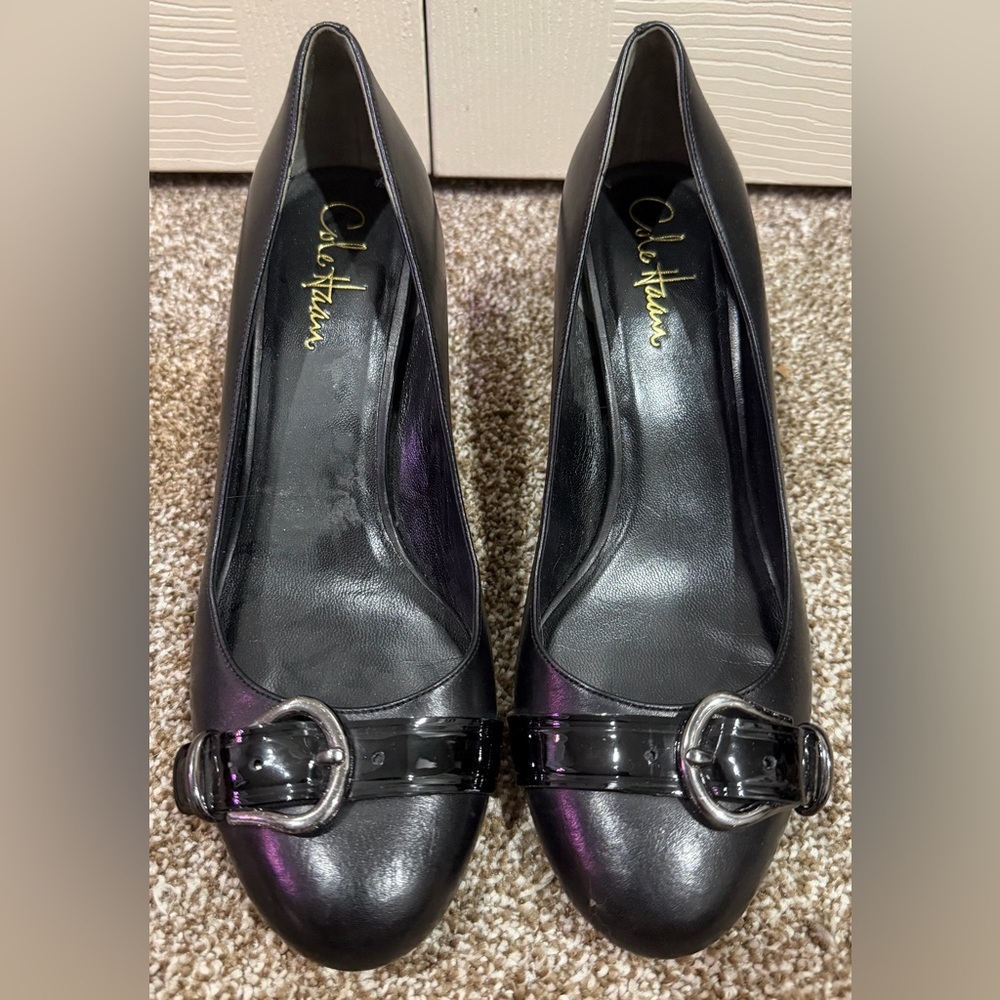 COLE HAAN Women’s Nik Air Technology Black Leather Pumps Heels 8B